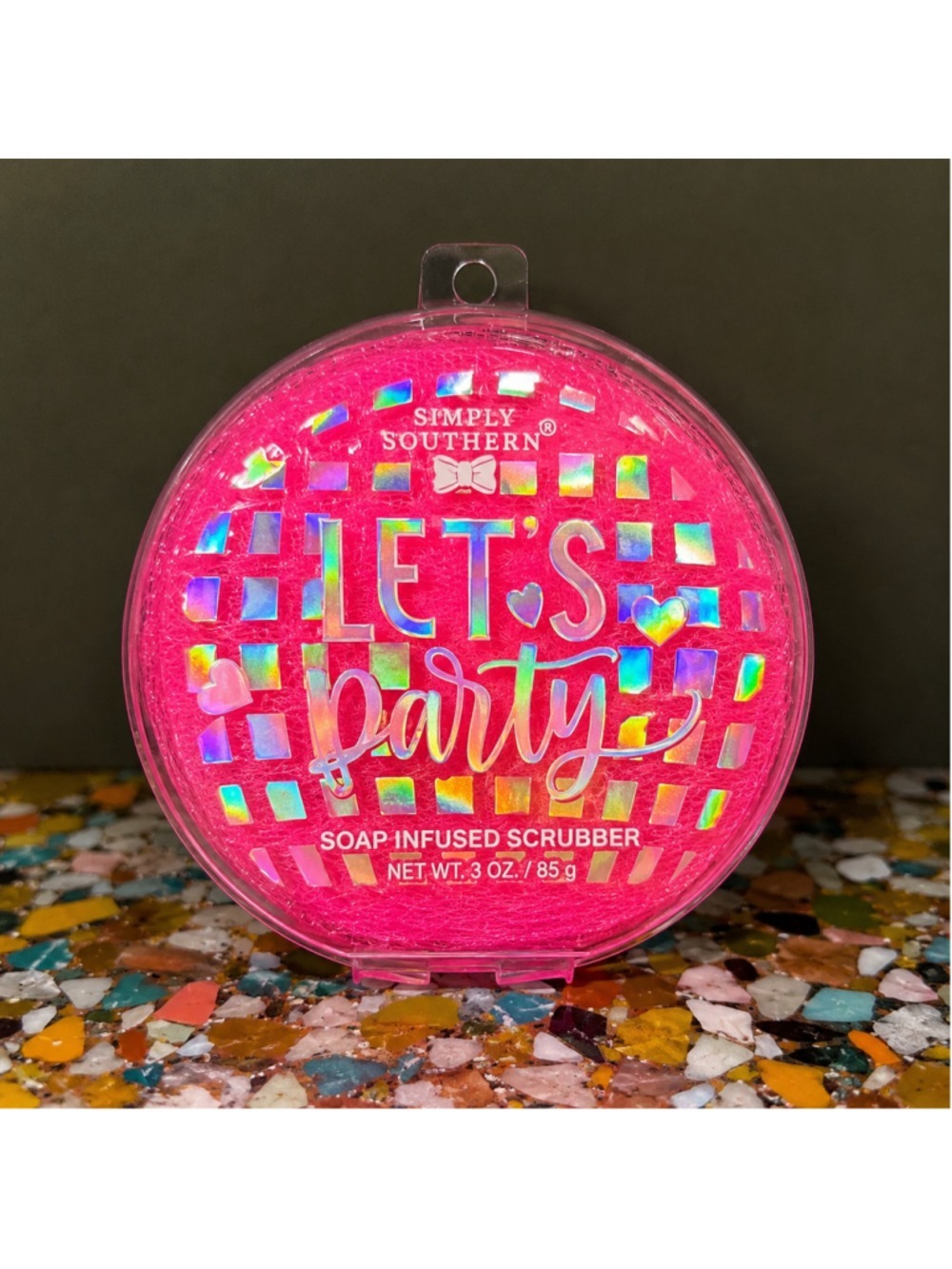 Simply Southern Let’s Party Soap Infused Body Scrubber Hot Pink